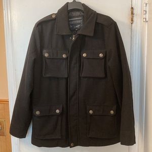 Twenty/Twenty black zip-up wool blend pea coat